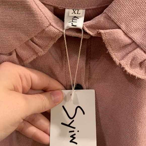 pink Peter Pan collar ruffle long sleeve blouse - Picture 4 of 4